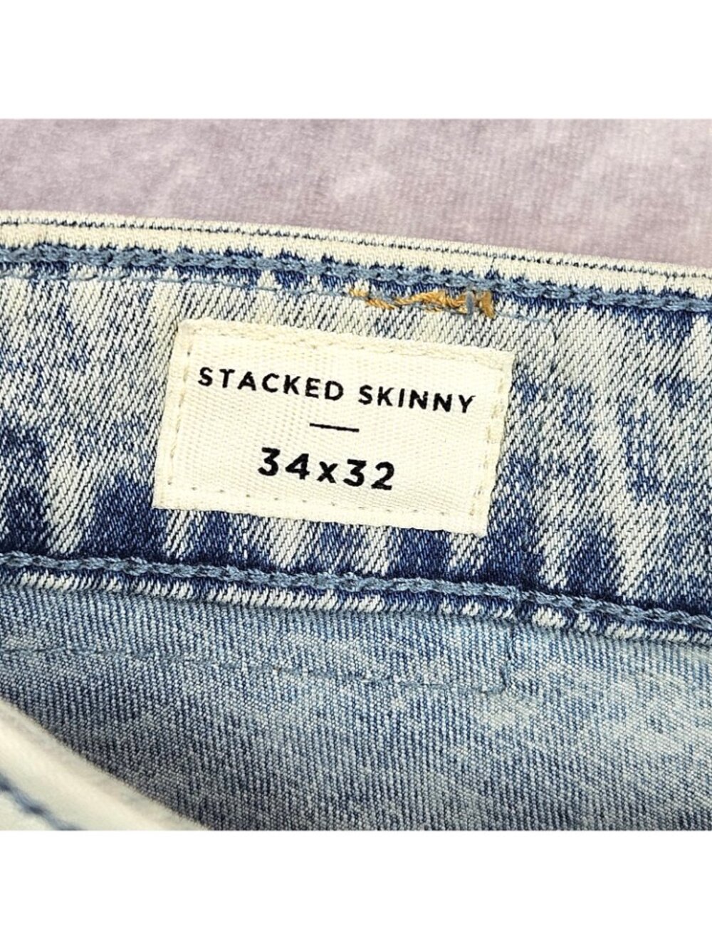 PacSun Stacked Skinny Jeans Men 34x32 Light Wash Moto Stretch Denim Pants VTG - Picture 4 of 12
